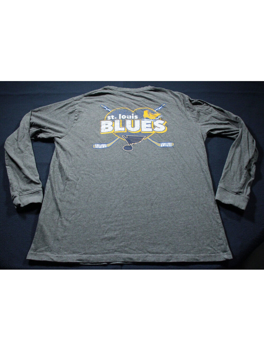 Women's St. Louis Blues Long Sleeve T-Shirt L NHL Figure Skates Heart Champion